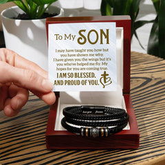 To My Son - Mens Leather Bracelet